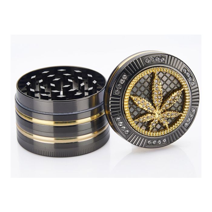 Champ Grinder Metall Bling Bling Leaf Ø 50 mm 4 teilig